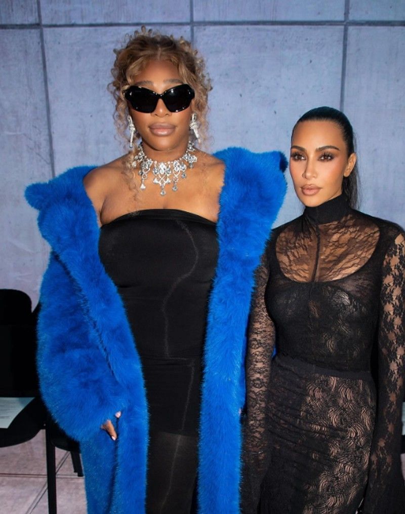 Serena Williams with Kim Kardashian at the Paris Fashion Week
