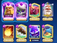 Card composition of the best Monk deck in Clash Royale. (Image via Supercell)