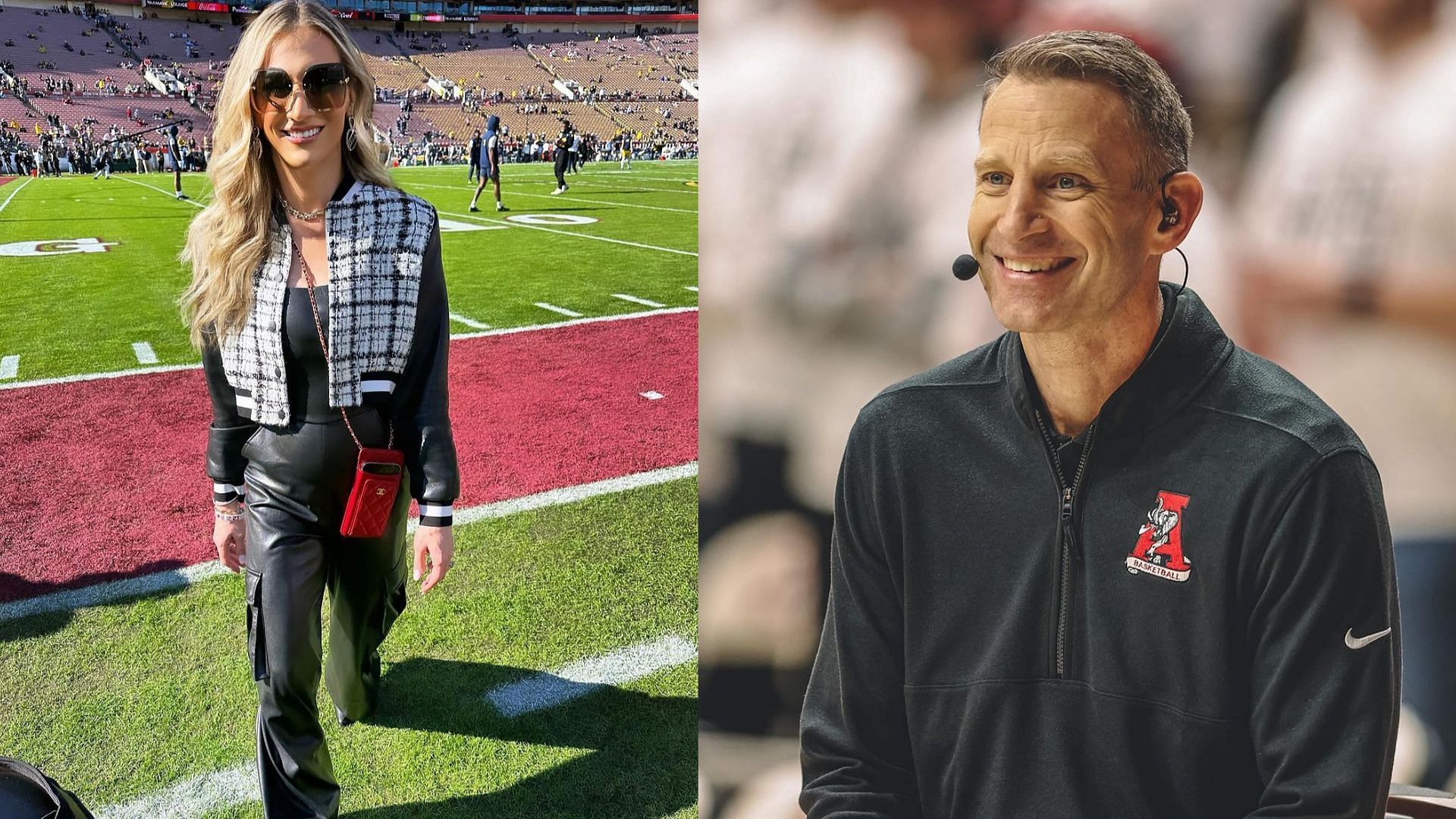 Kristen Saban and Alabama coach Nate Oats 