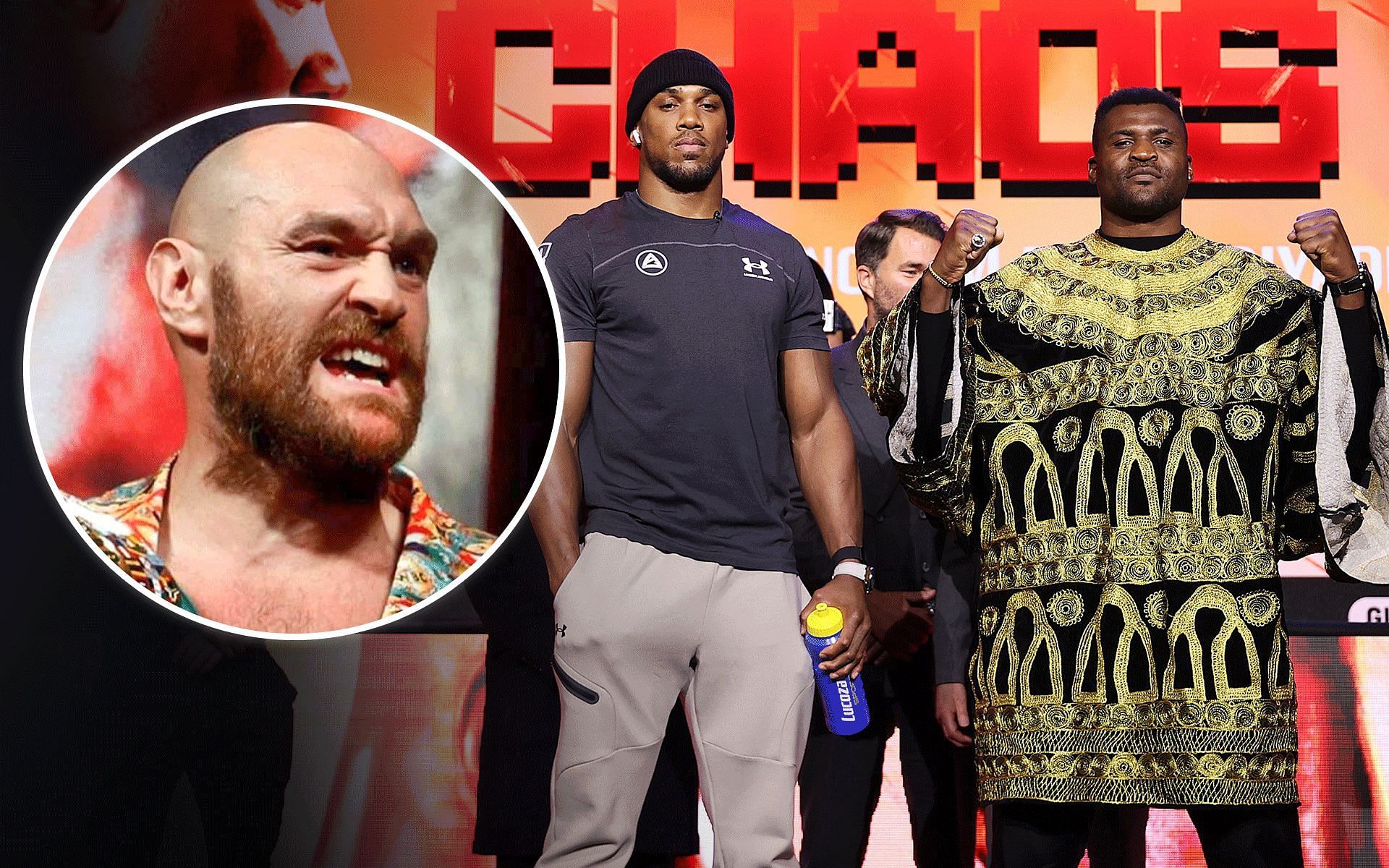Tyson Fury weighs in on Anthony Joshua vs. Francis Ngannou [images courtesy of @tysonfury/Instagram; Getty Images]