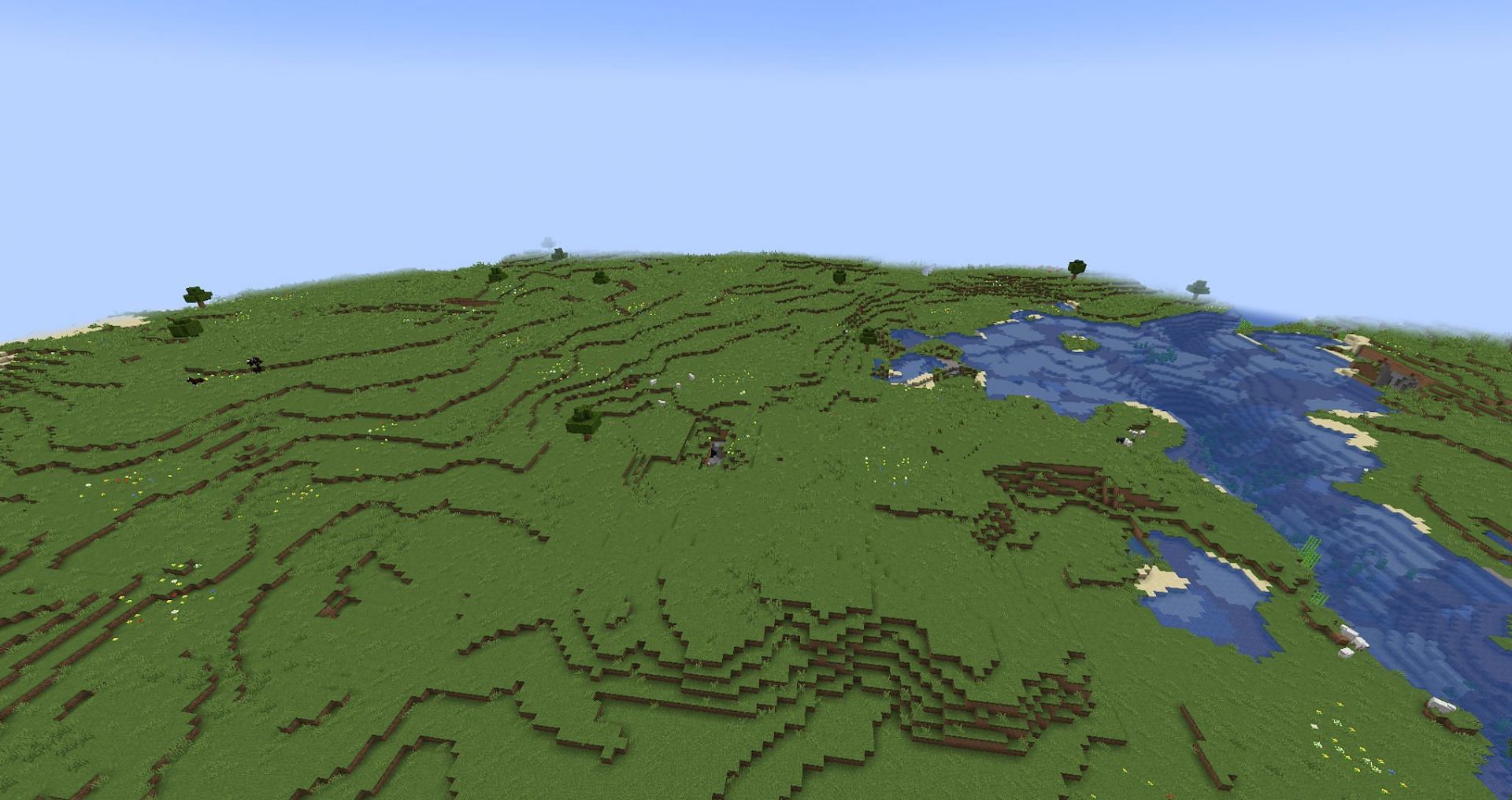 Plains biomes are great for building due to being mostly flat (Image via Mojang)
