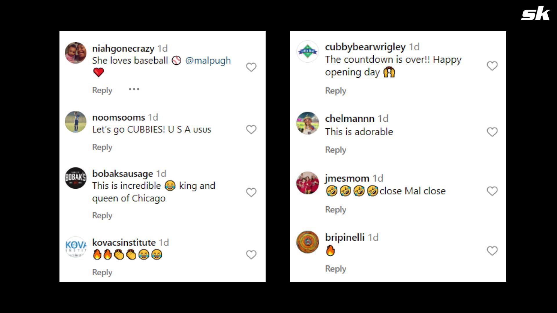 Fan reactions on the USWNT and Cubs post on Instagram