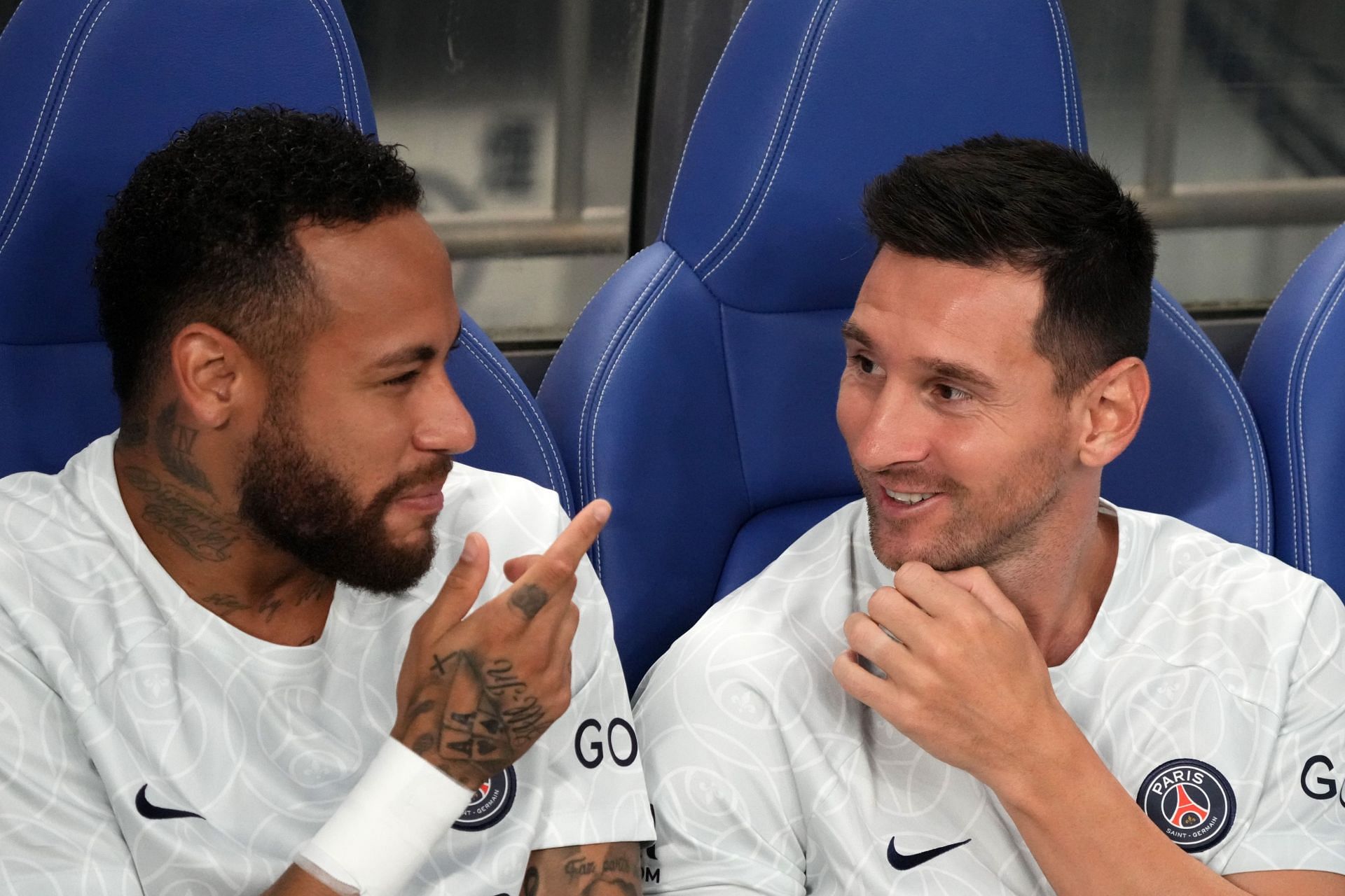 Neymar and Lionel Messi (right)