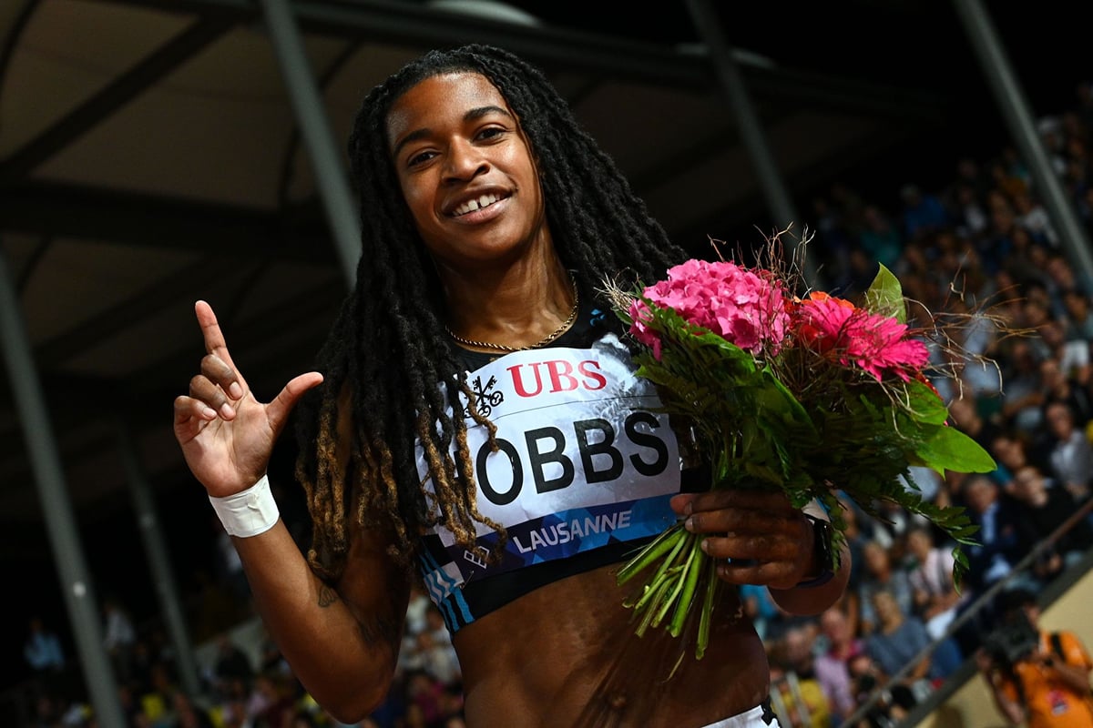 Aleia Hobbs gets teary-eyed as she withdraws moments before the 60m ...