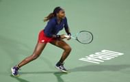 Coco Gauff in action at the Dubai Tennis Championships