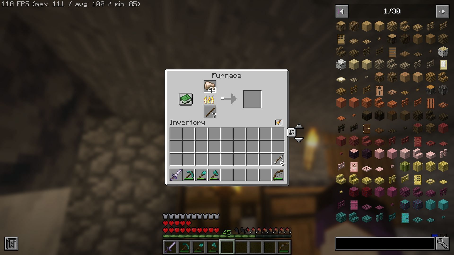 Smelting with sticks is a great way to get rid of them after chopping down trees (Image via Mojang)