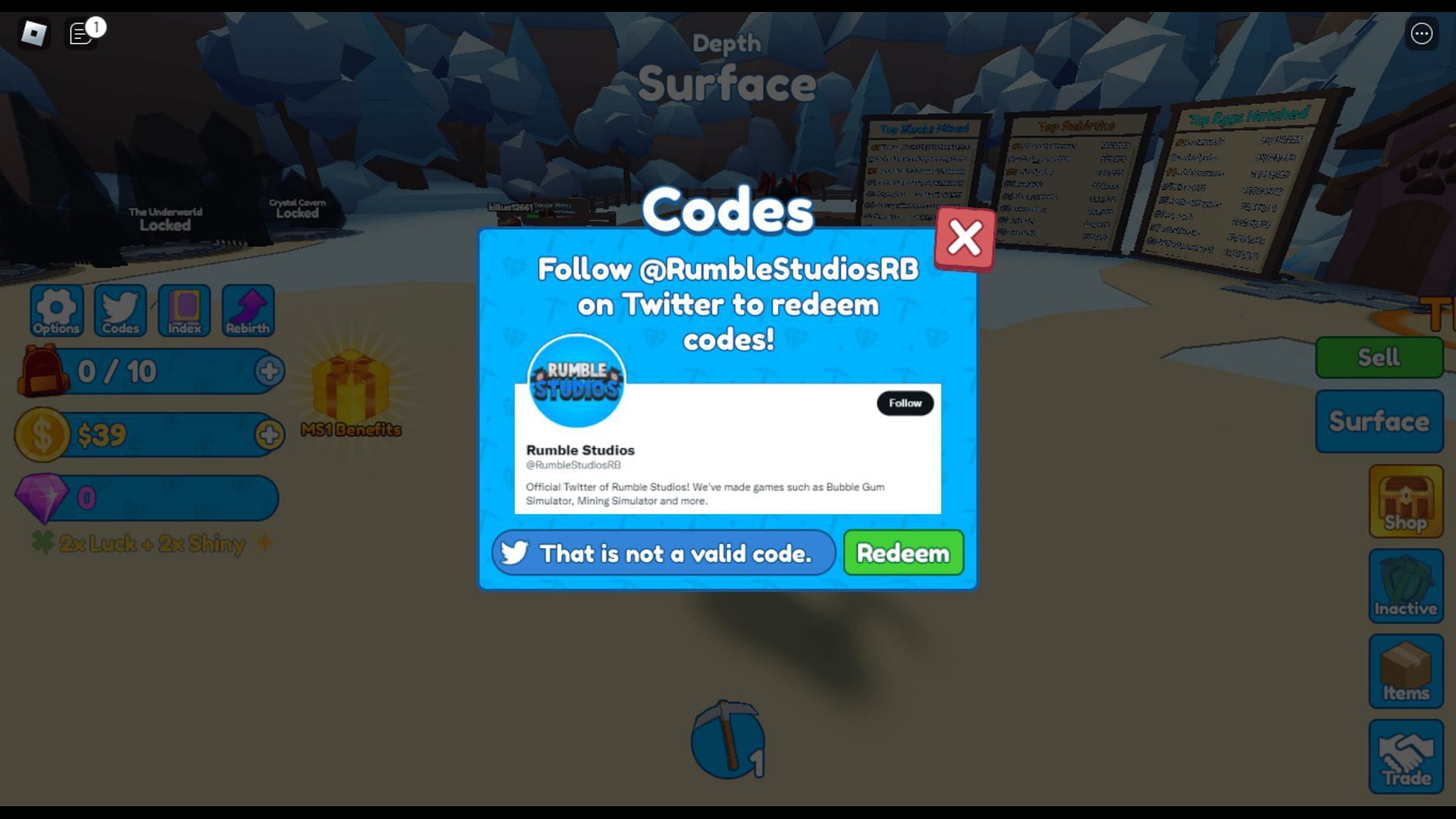 Troubleshoot codes in Mining Simulator 2 (Roblox || Sportskeeda)