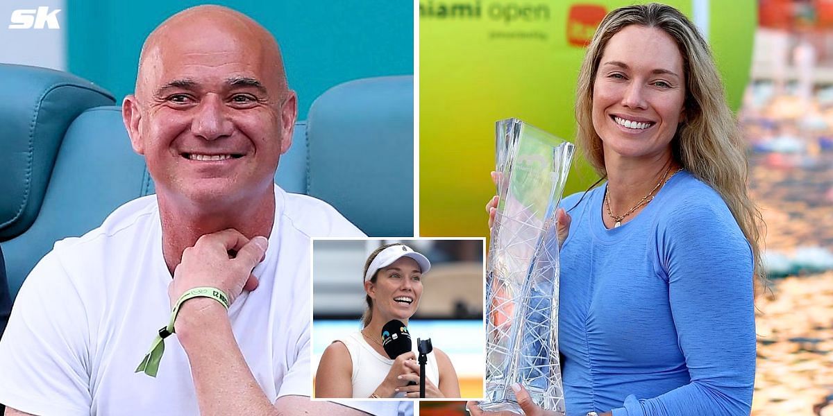 Andre Agassi (L) and Danielle Collins