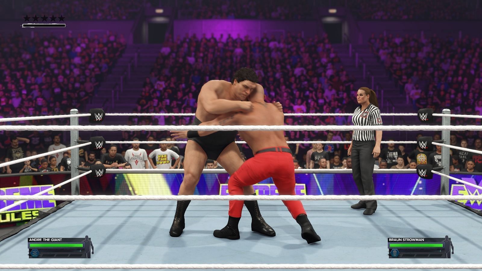 Andre the Giant vs Braun Strowman (Image via WWE 2K24/2K Games)