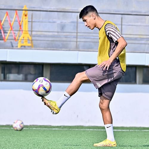 Bikash Singh putting in the hard yards at training.