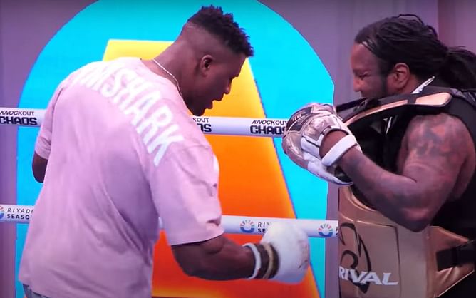 Watch: Francis Ngannou shows off explosive power in open workout for Anthony Joshua clash [Full Video]