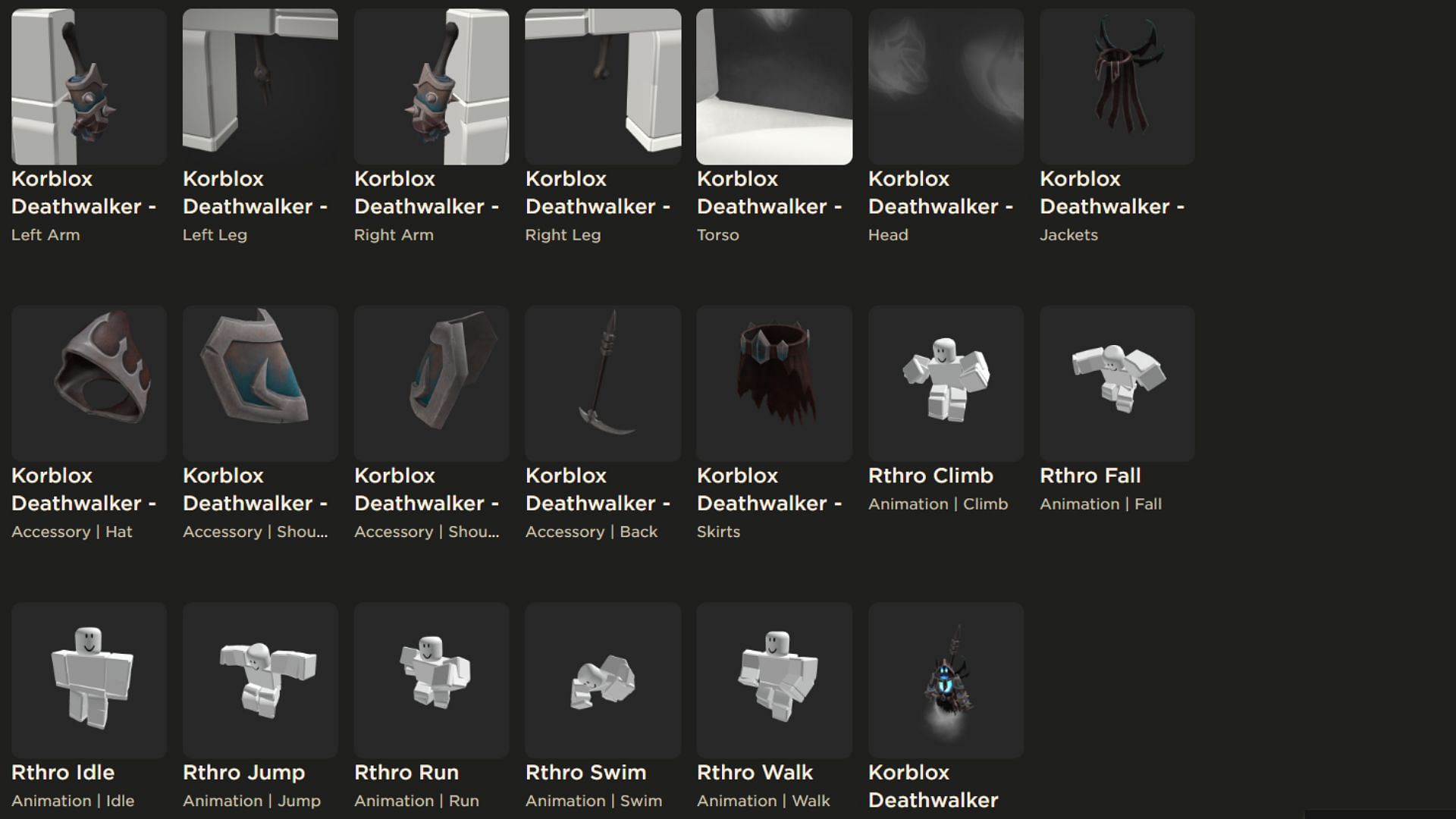 All the items in the Deathwalker bundle (Roblox||Sportskeeda)