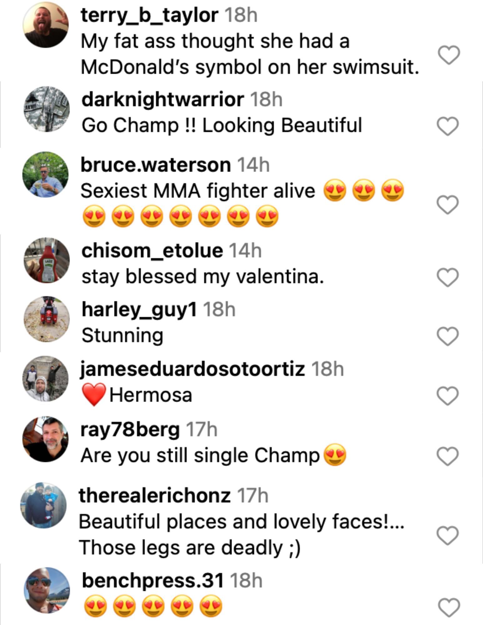 Fans reacting to Valentina Shevchenko's birthday Instagram post [via @bulletvalentina on Instagram]