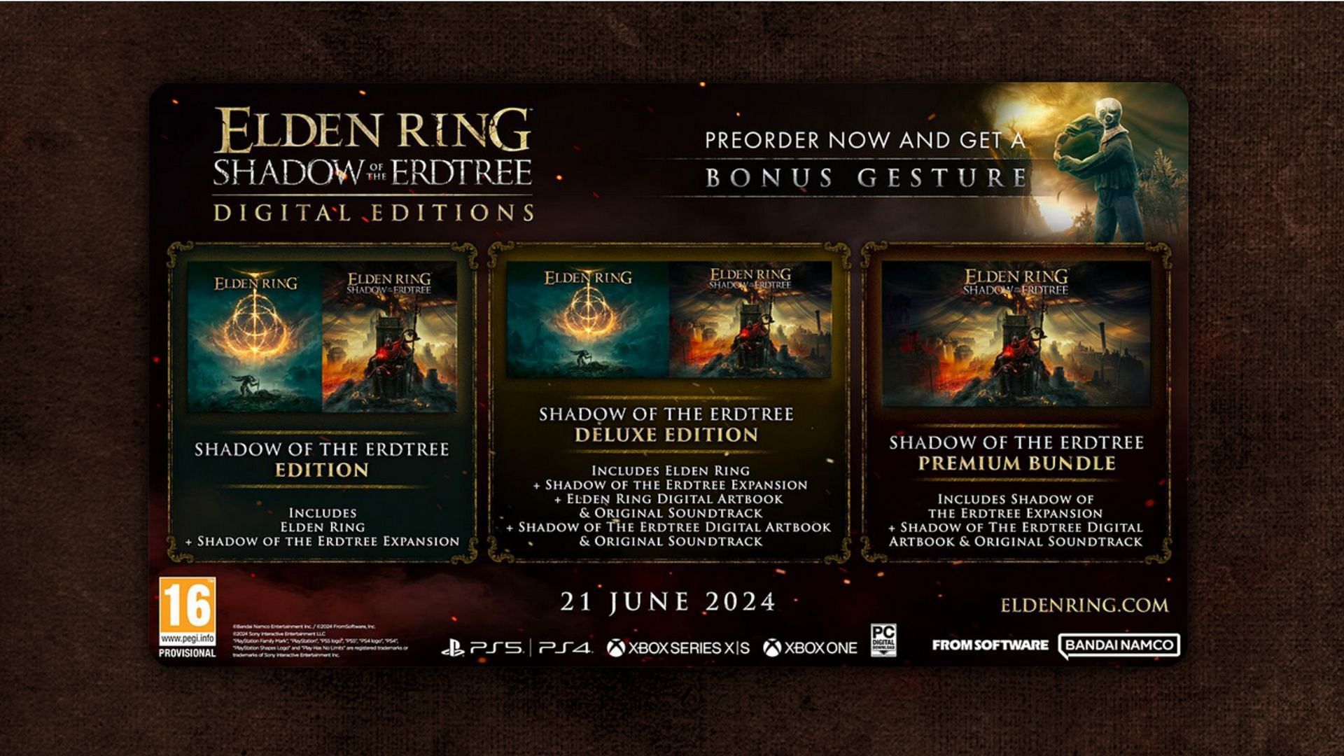 Apart from Nintendo Switch, Elden Ring DLC Shadow of the Erdtree will be accessible on all platforms (Image via Bandai Namco)