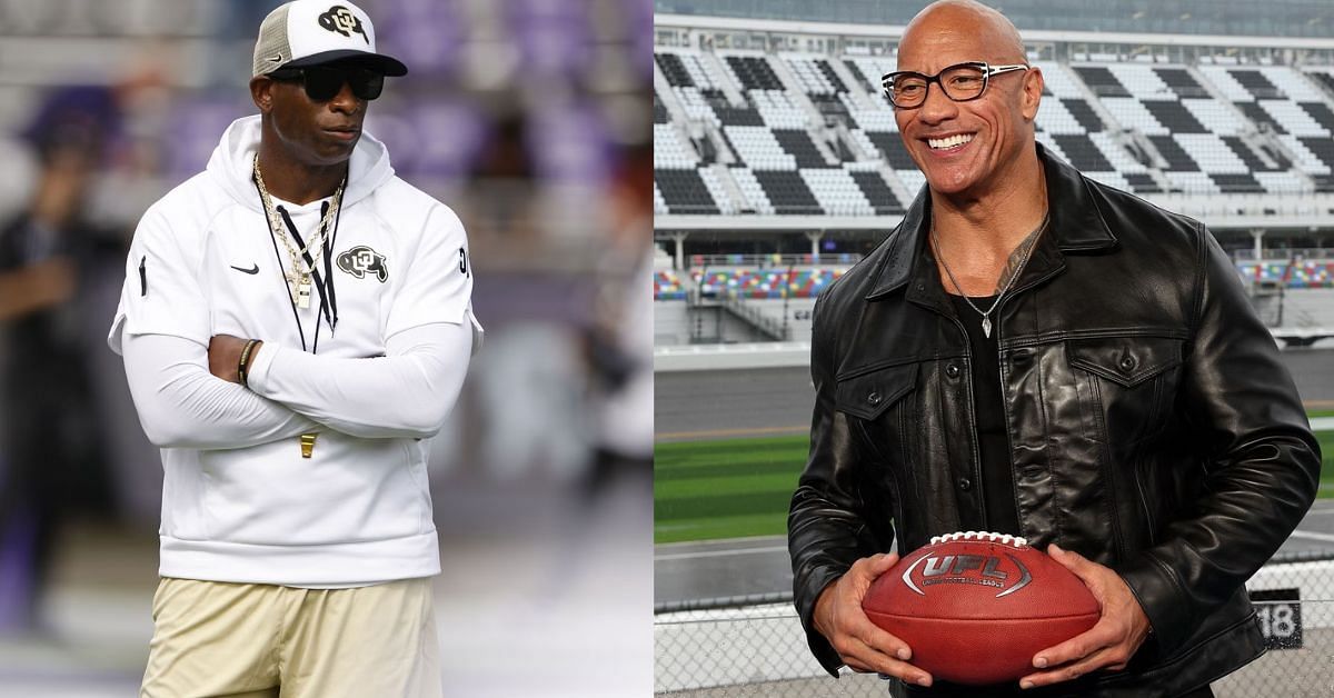 IN PHOTOS: Deion Sanders poses with $800M worth Dwayne &ldquo;The Rock&rdquo; Johnson as UFL kicks off in full force