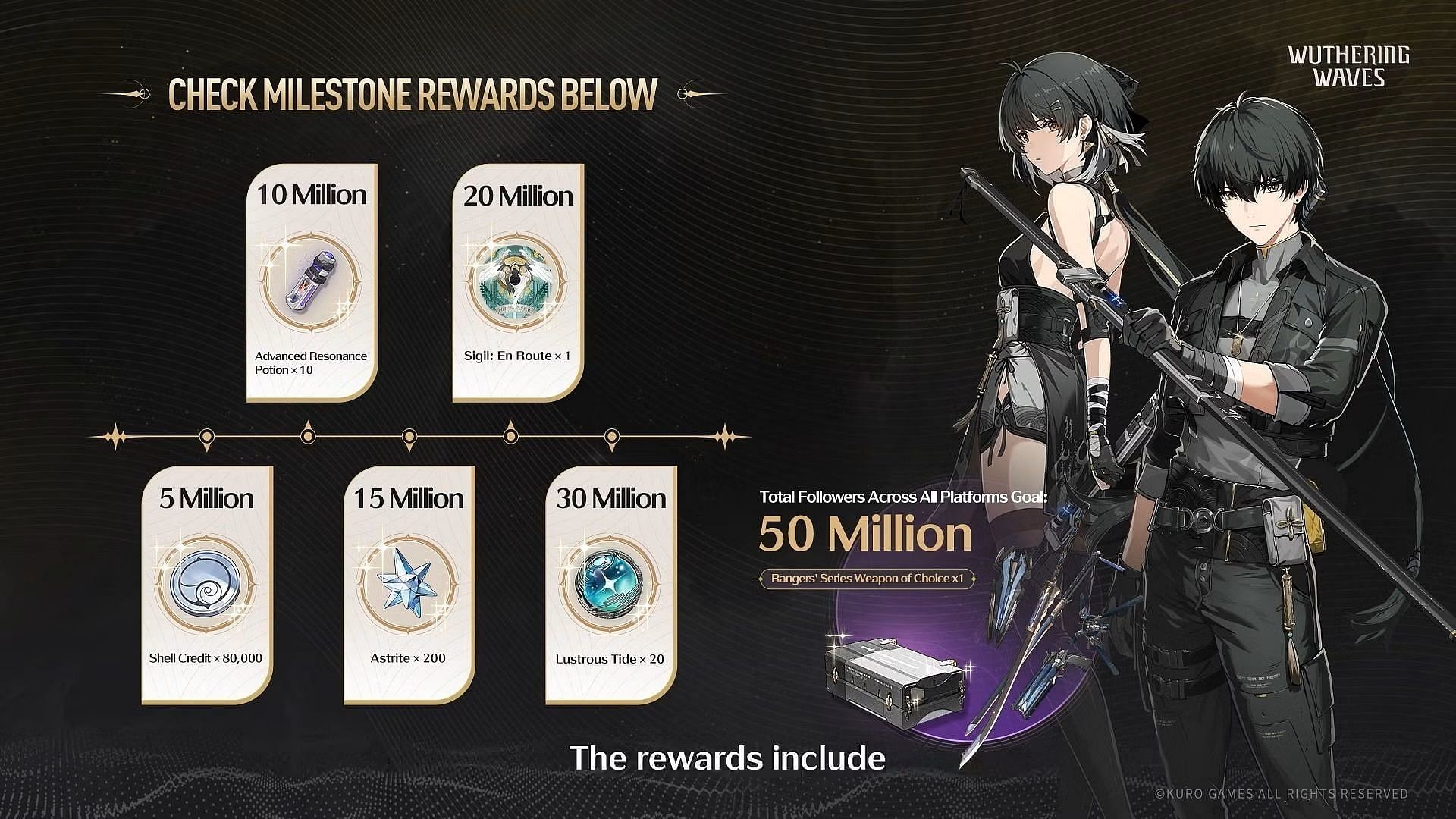 The Pre-registration rewards (Image via Kuro Games)