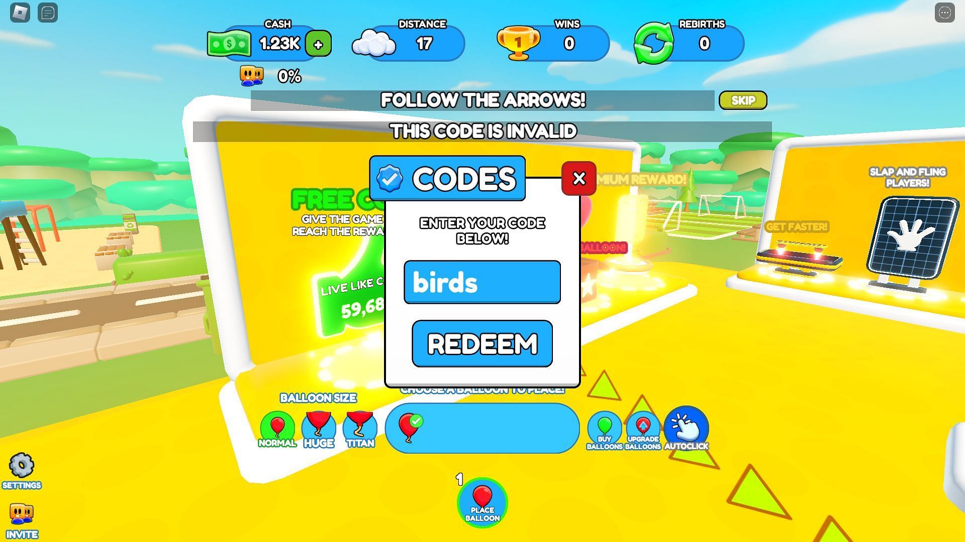 Troubleshooting codes for Balloon Simulator (Image via Roblox)