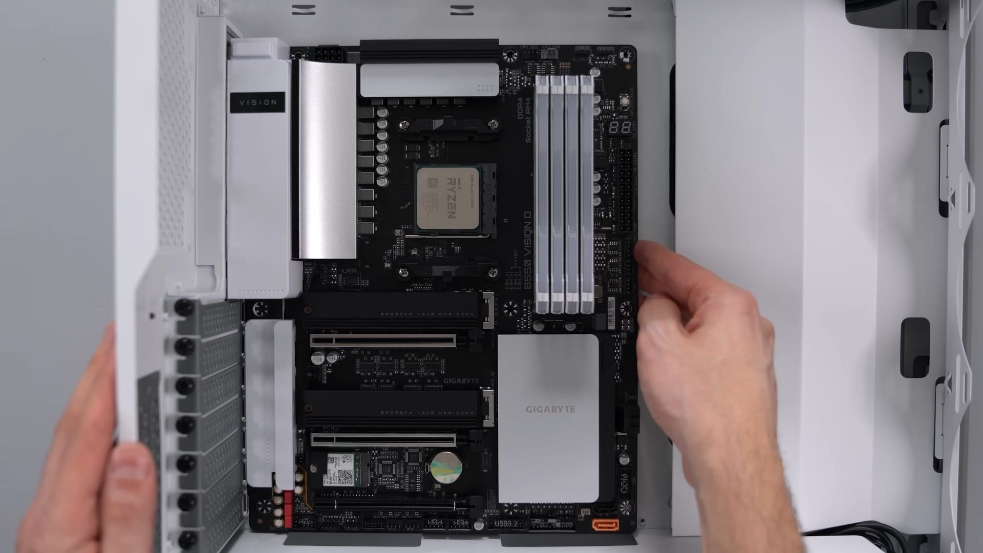Motherboard installation (Image via TechSource/YouTube)