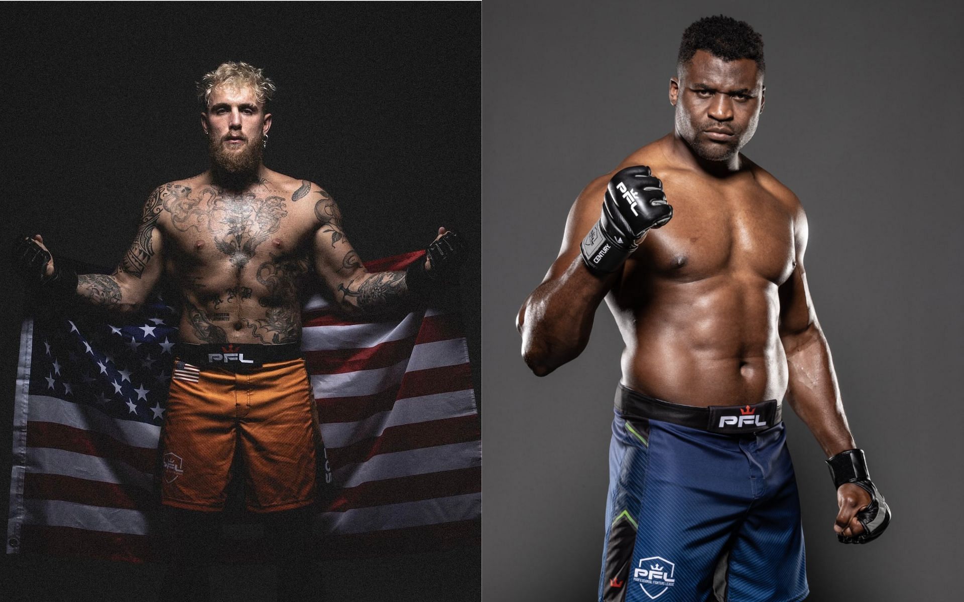 Jake Paul (left) expresses excitement for Francis Ngannou