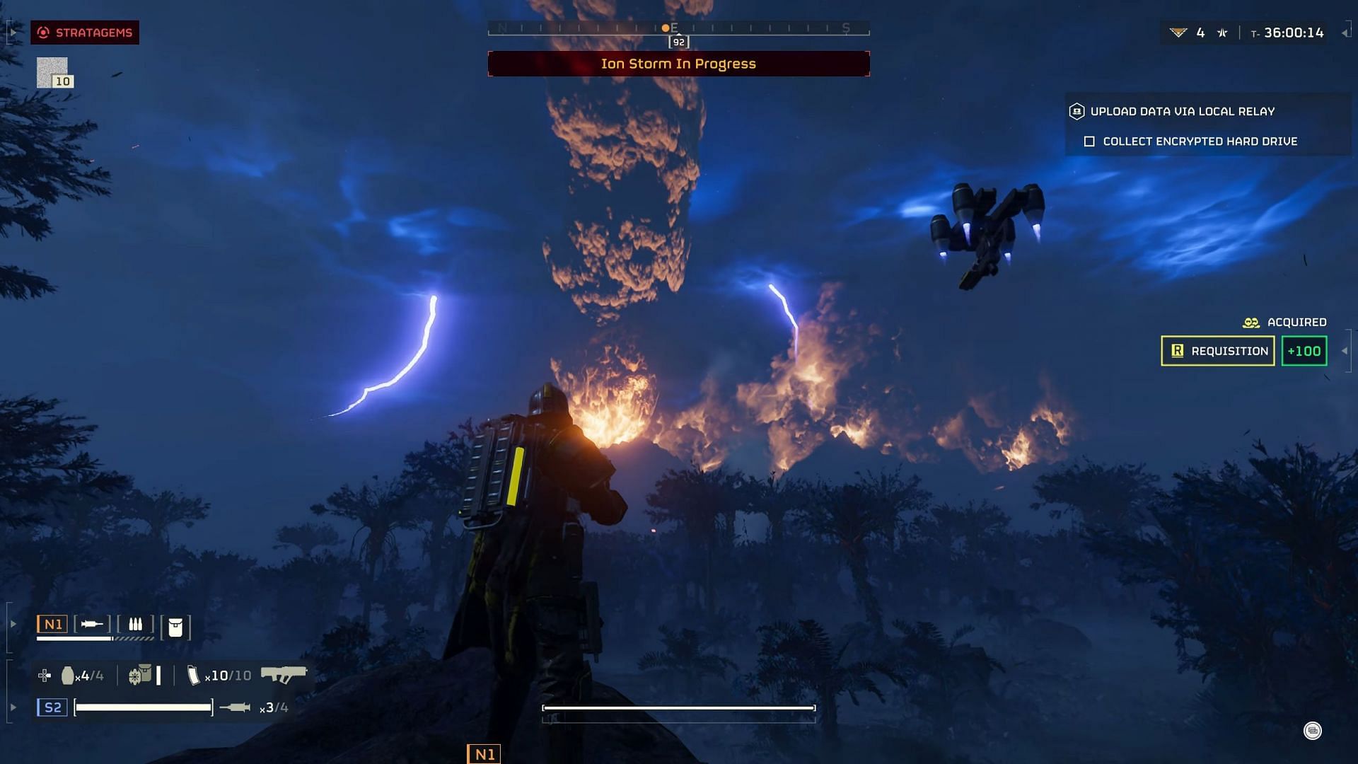Ion Storms in Helldivers 2 (Image via Arrowhead Game Studios || YouTube/Scriblah)