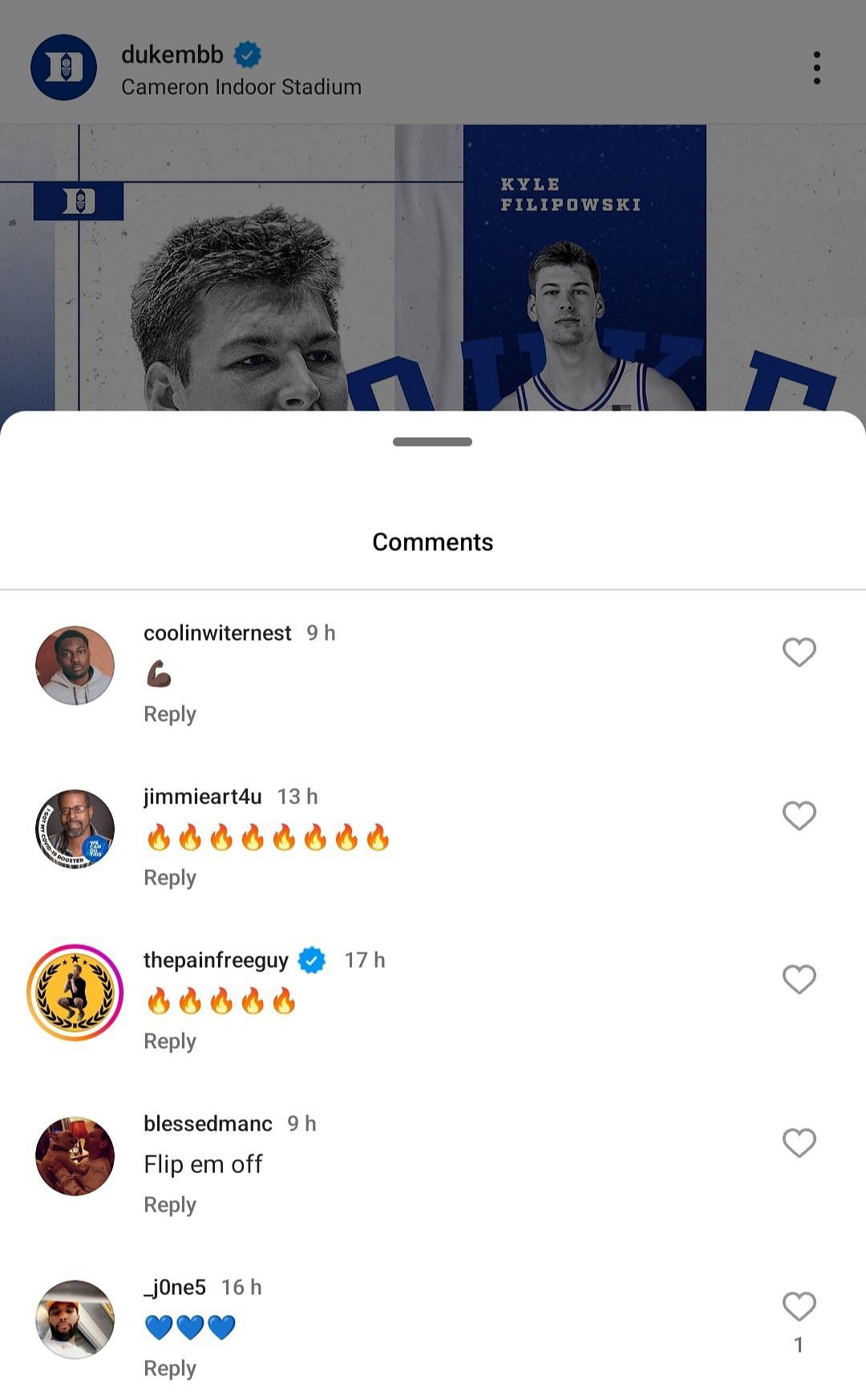 Duke&#039;s Instagram account