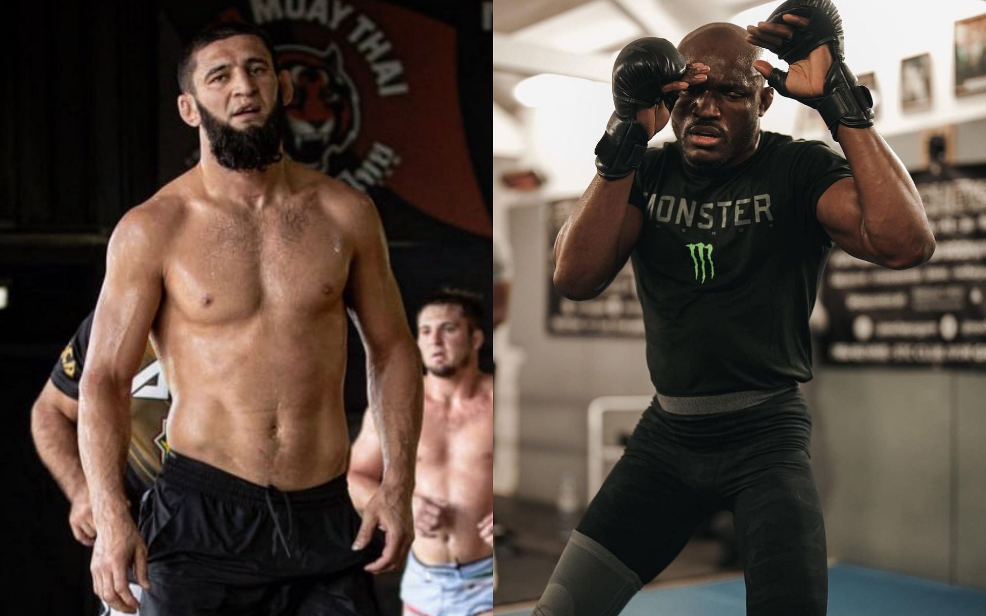 Khamzat Chimaev (left) rips into Kamaru Usman (right) for downplaying his win [Images courtesy of @kmatzat_chimaev and @usman84kg on Instagram]