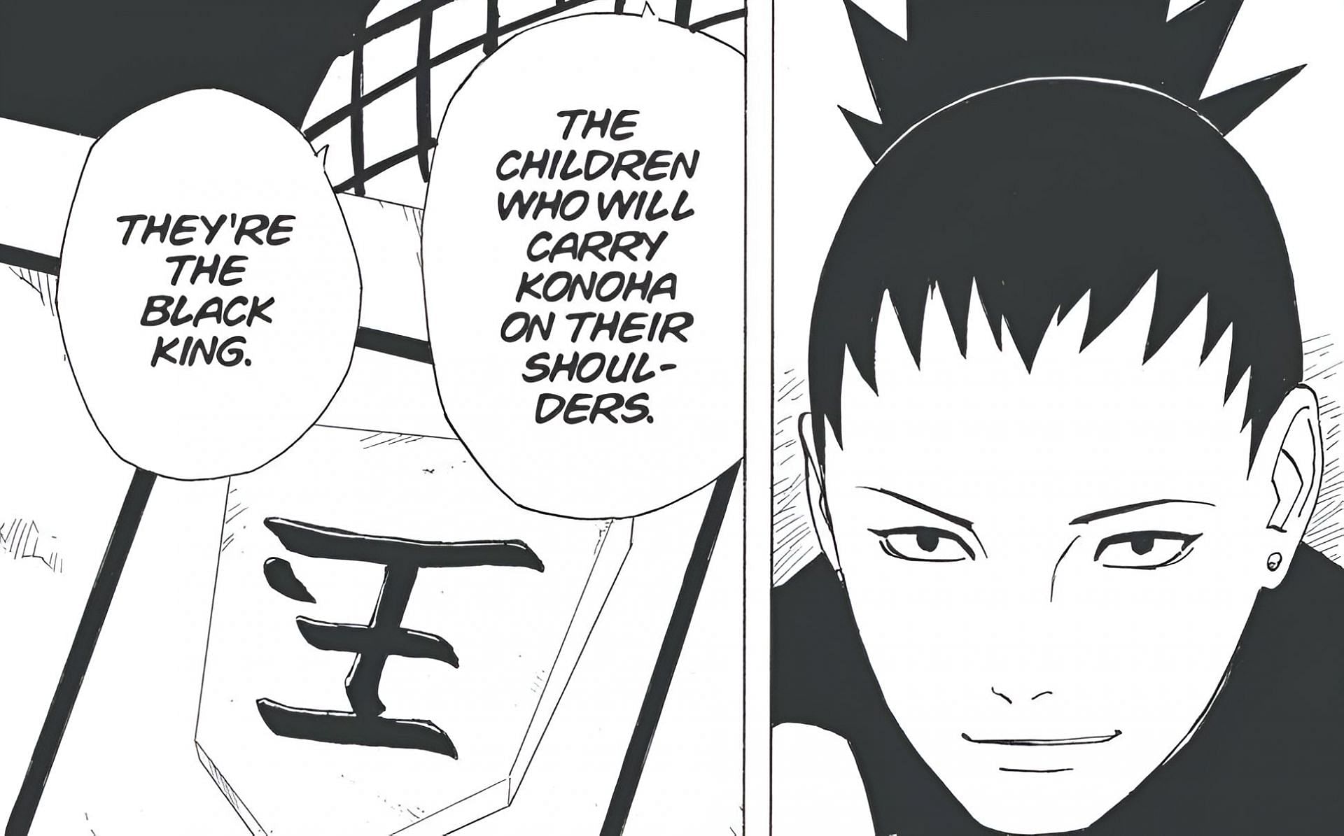 Shikamaru revealing what the Black King means (Image via Shueisha)