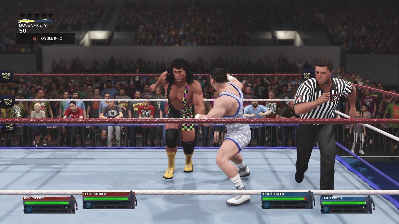 Steiners vs Creeds (Image via WWE 2K24/2K Games)