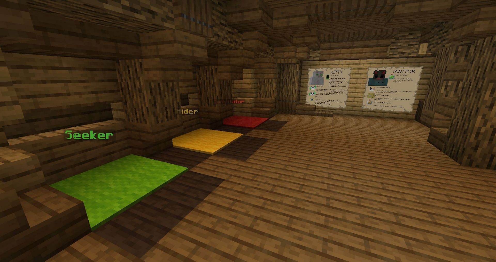 The starting area for a custom hide and seek map (Image via Mojang)