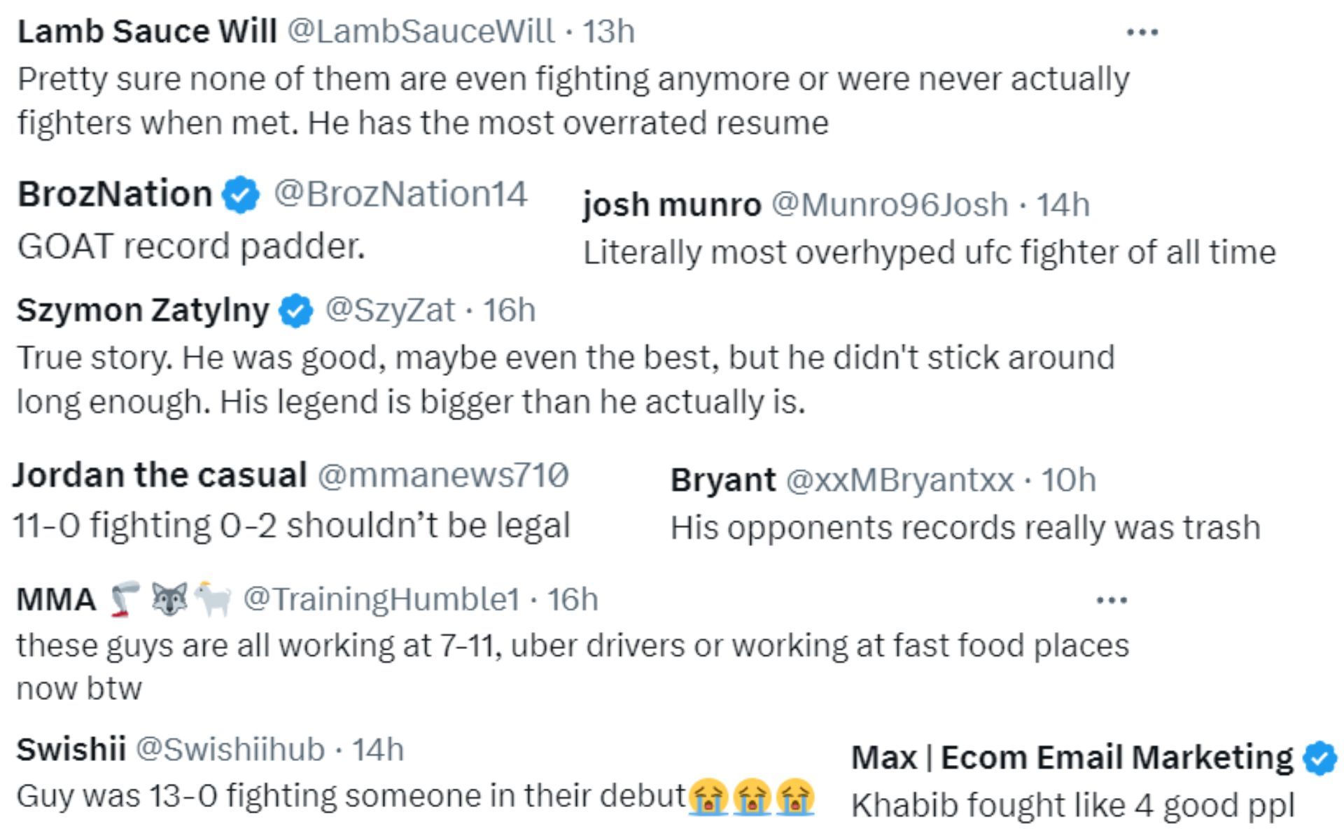 Fan reactions to Khabib Nurmagomedov&#039;s record being scrutinized