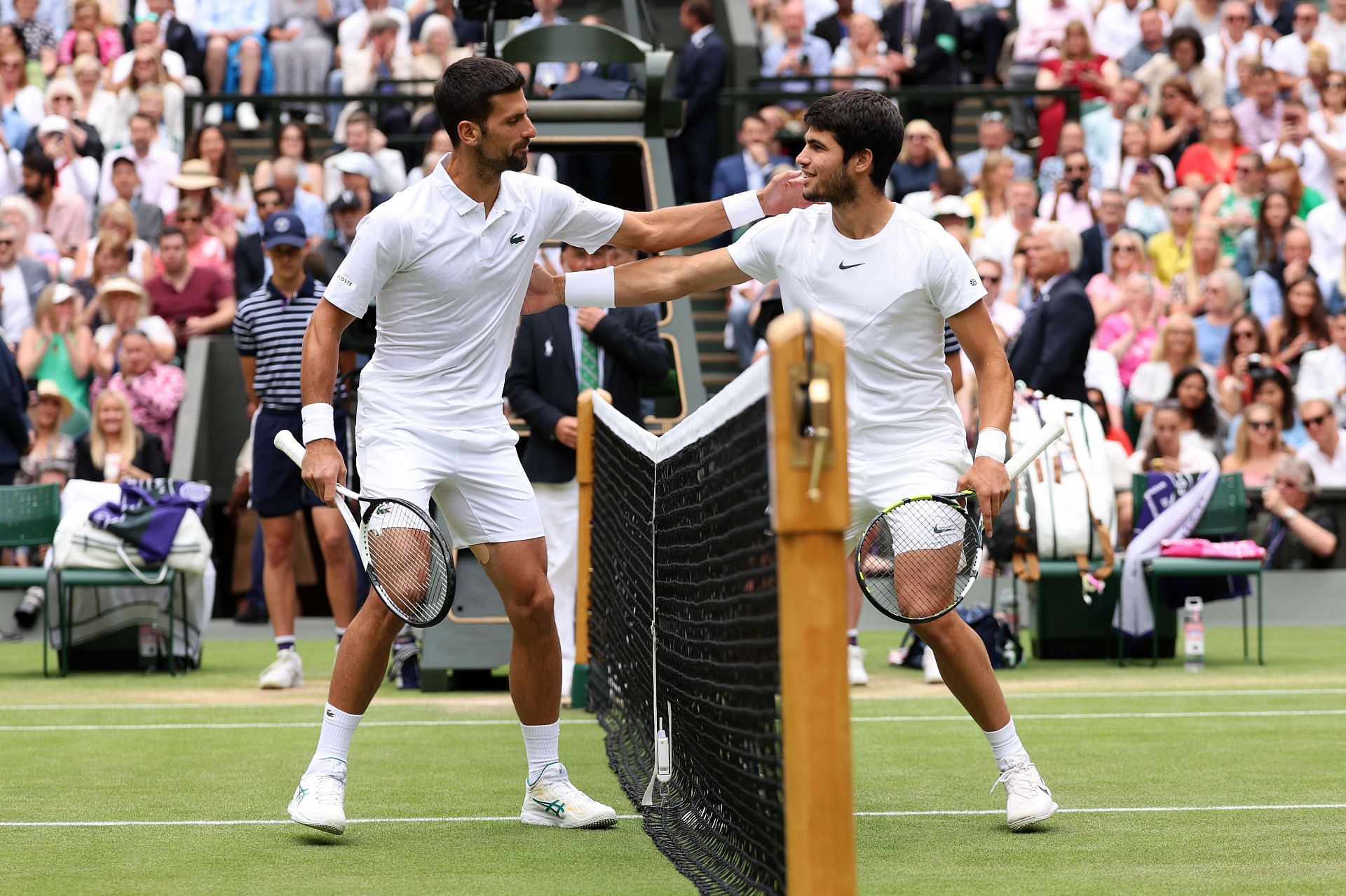 Novak Djokovic and Carlos Alcaraz at the 2023 Wimbledon Championships