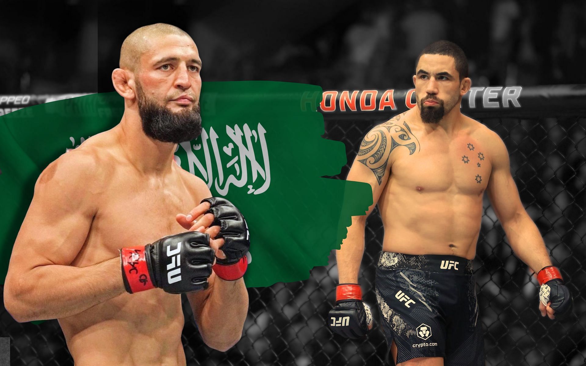 Khamzat Chimaev vs. Robert Whittaker to headline UFC Saudi Arabia card. [Image courtesy: Getty Images; @khamzat_chimaev on Instagram]