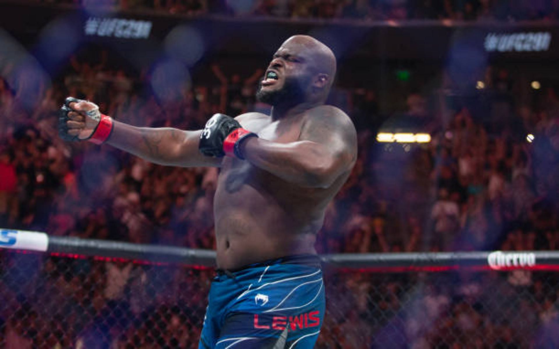 Derrick Lewis after knocking out Marcos Rogerio de Lima at UFC 291 [Photo Courtesy of Getty Images]