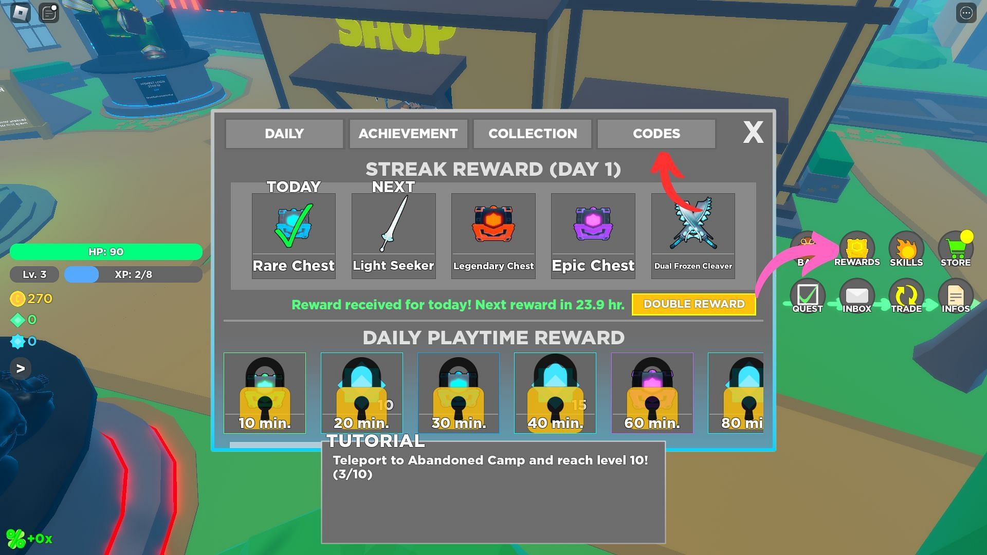 How to redeem codes for RPG Champions (Image via Roblox || Sportskeeda)