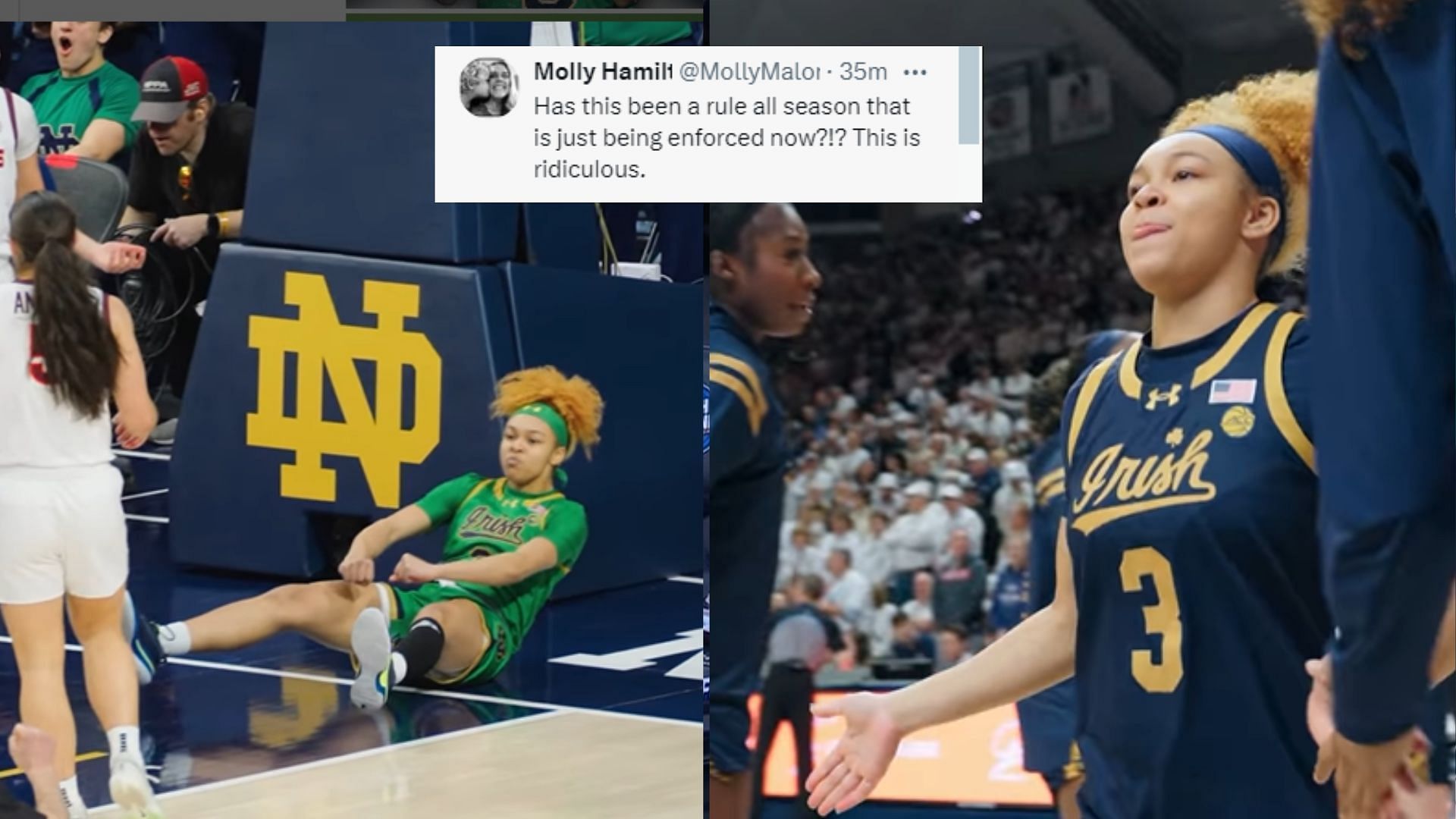 College hoops fans fumes as Notre Dame star Hannah Hidalgo gets sidelined in Sweet 16 game for wearing a nose ring