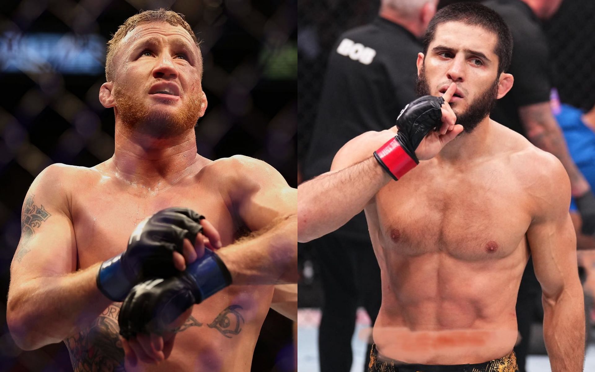 A loss for Justin Gaethje (left) at UFC 300 could see the end of his title run, says Islam Makhachev (right) [Images Courtesy: @GettyImages, @islam_makhachev on Instagram]