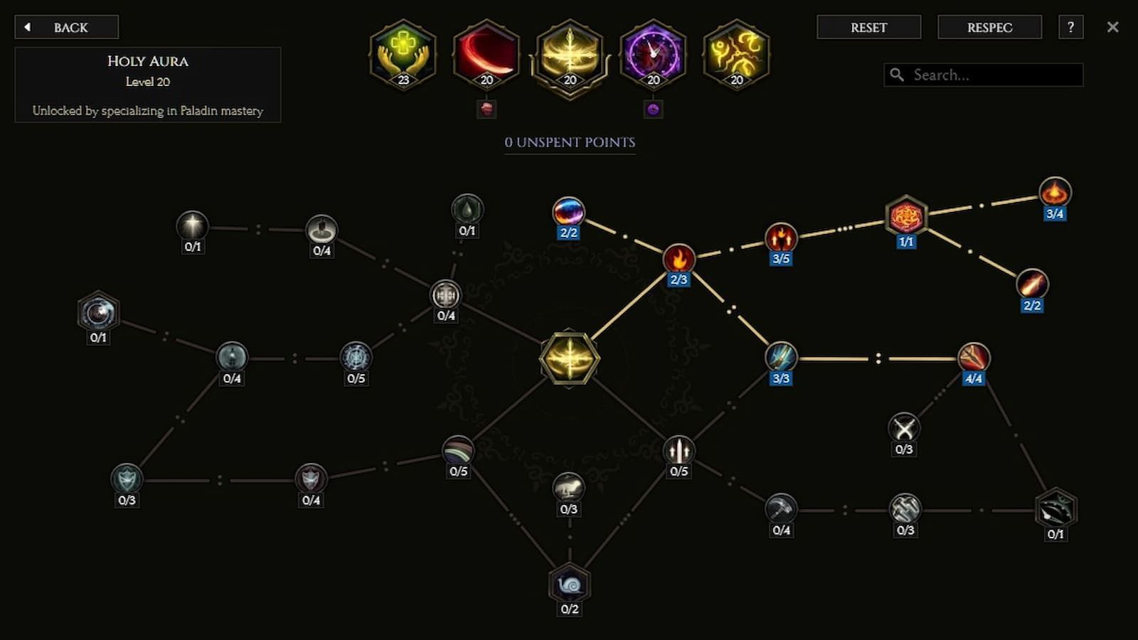 Skill tree for Holy Aura (Image via Last Epoch Tools/Eleventh Hour Games)