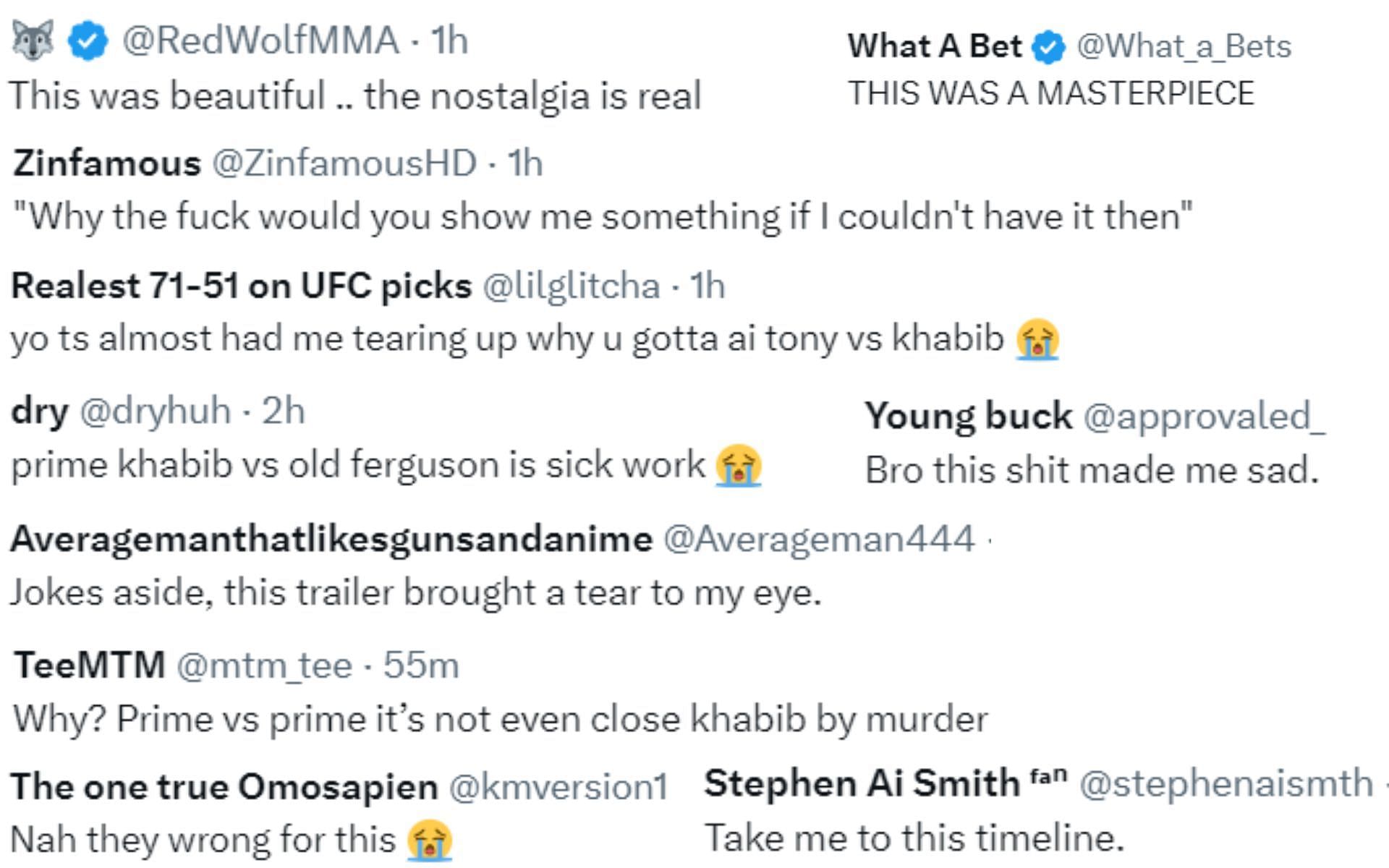 Screenshot of fan reactions to UFC&#039;s post on X