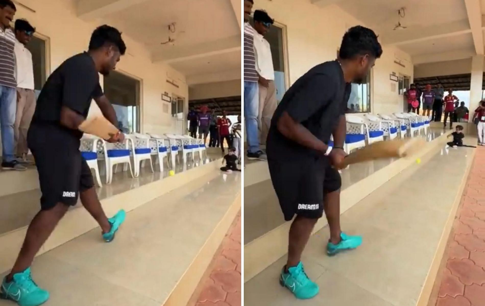 Sanju Samson playing cricket with a specially-abled kid.