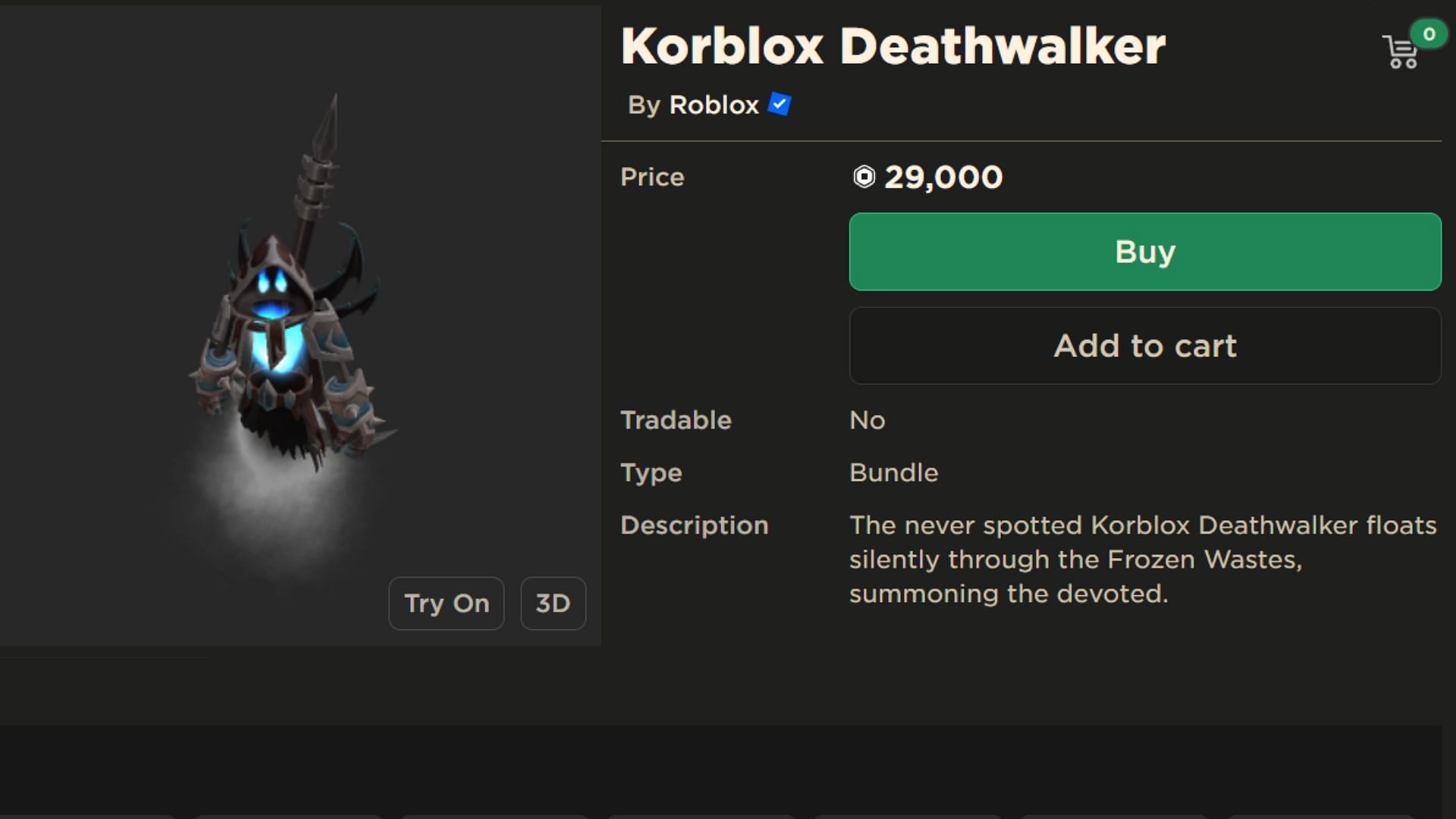 Hit the Buy button to purchase the Deathwalker bundle (Roblox || Sportskeeda)