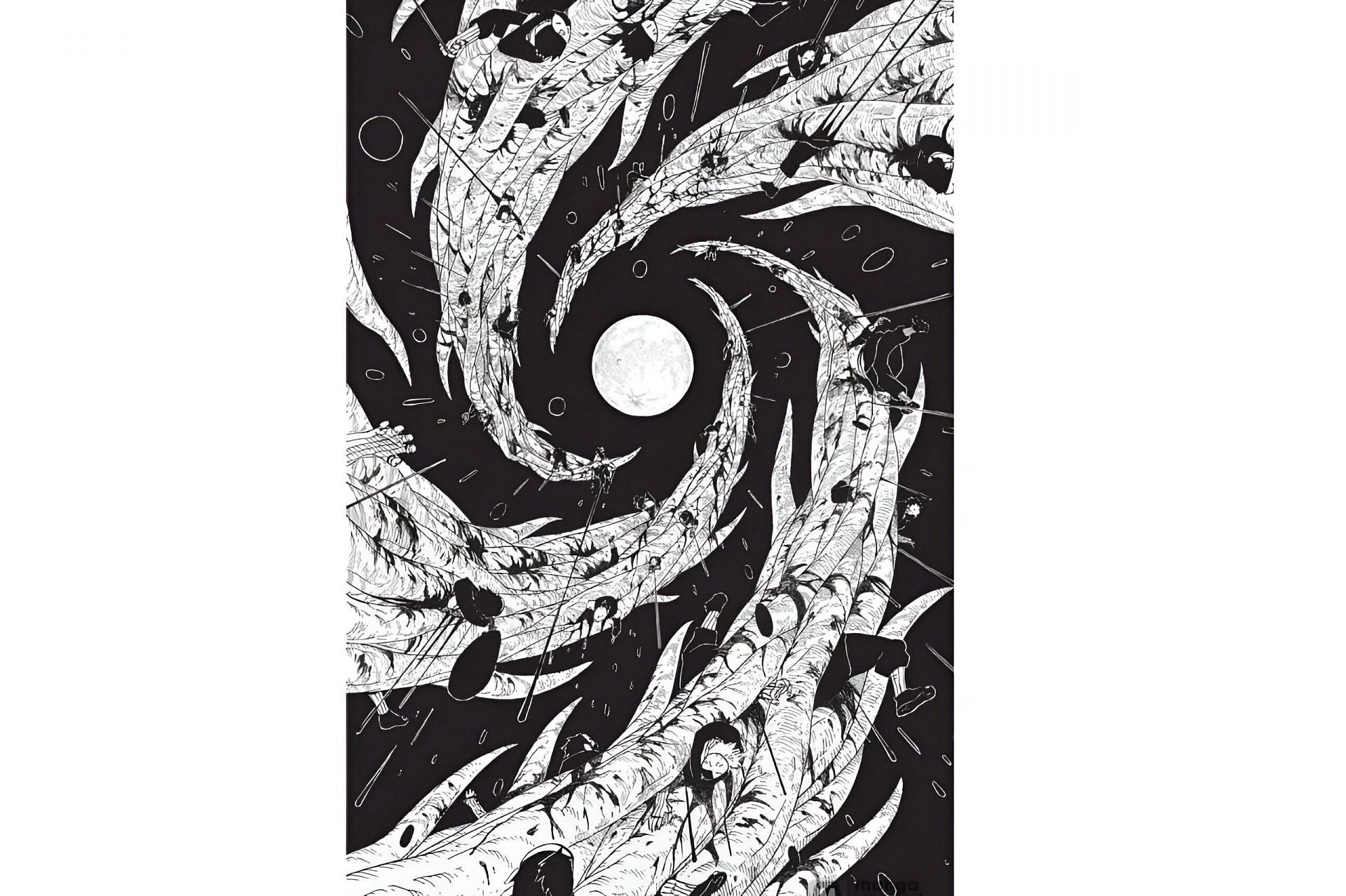 Zetsu&#039;s roots as controlled by Obito&#039;s emotions after Rin&#039;s death (Image via Shueisha)