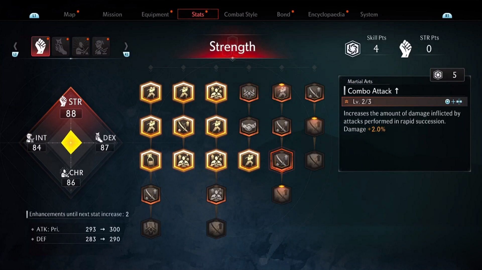 Strength Skill Points in Rise of the Ronin (Image via Team Ninja)