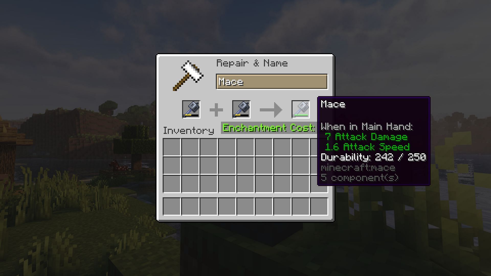 Two maces can be combined to form a new one with higher durability (Image via Mojang)