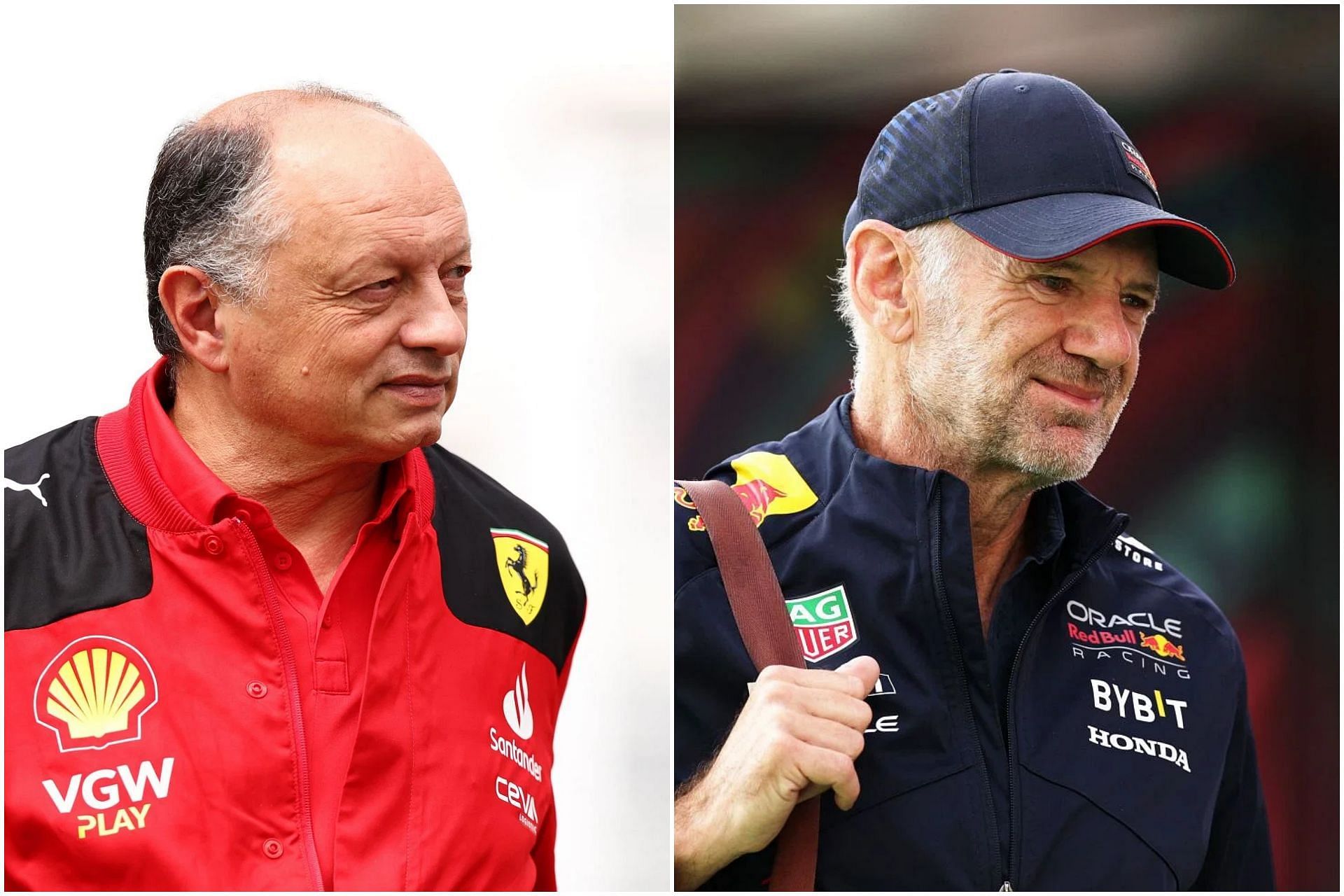 Frederic Vasseur (L) and Adrian Newey (R) (Collage via Sportskeeda)