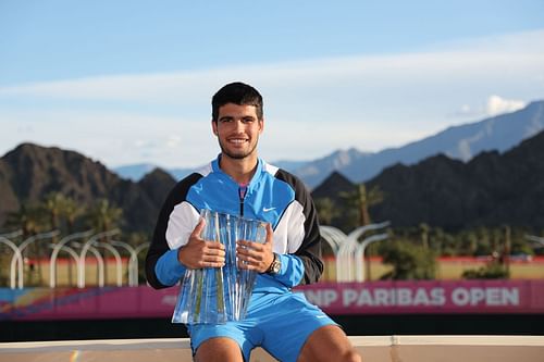 Carlos Alcaraz pictured at the 2024 BNP Paribas Open