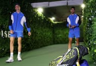 Jannik Sinner (L) and Carlos Alcaraz