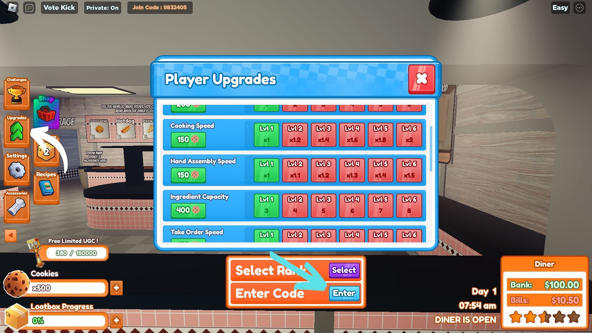 How to redeem codes for Diner Simulator (Image via Roblox and Sportskeeda)