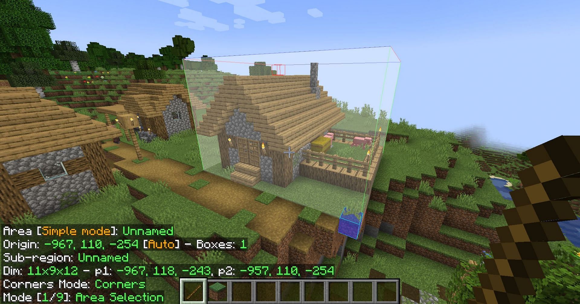 The overlay is super useful for making sure you get the entire build (Image via Mojang)