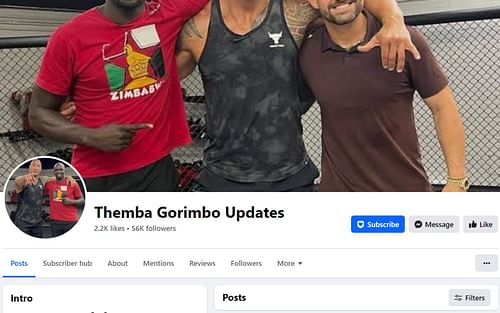 Screenshot of Facebook page