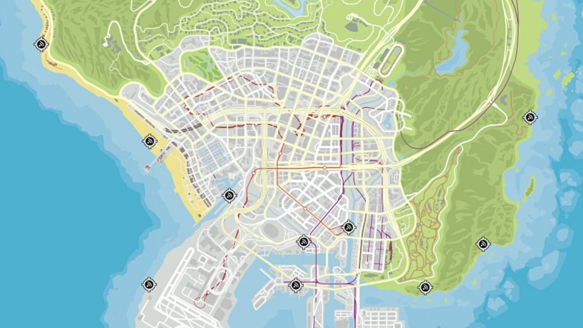 The skeleton will spawn at one of these locations in a GTA Online session. (Image via gtaweb.eu)